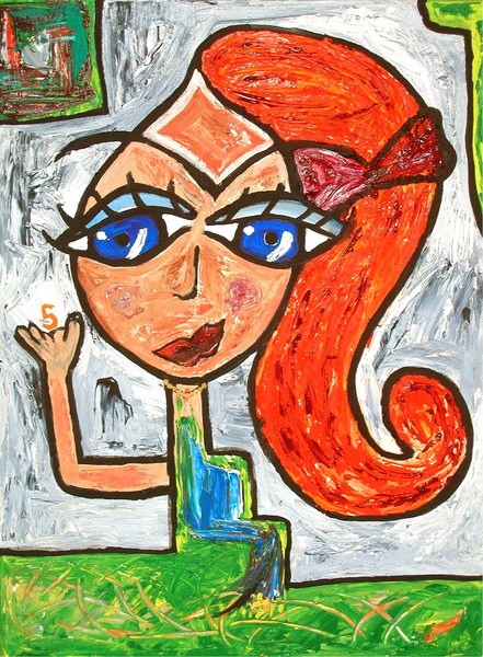 Redhead Girl with a Red Bow