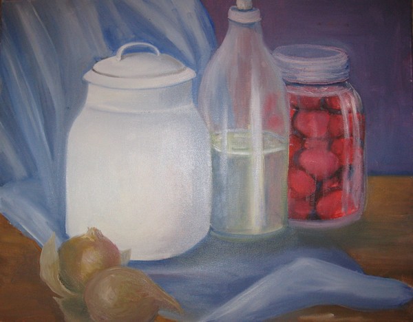 Still life with onions- oil on canvas 16