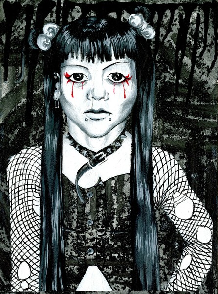goth in black and white