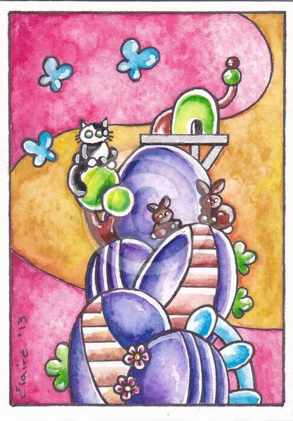 Cat and butterflies