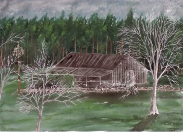 Papas Barn country farm old house print