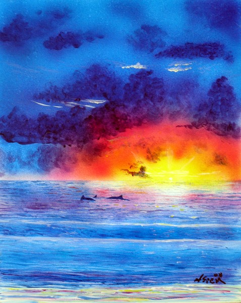 Dolphins Surfacing