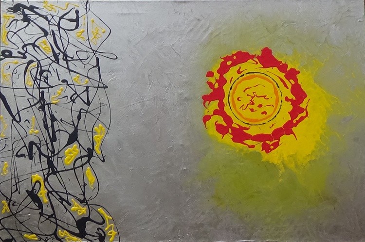 'Alaways the Sun' 92cm x 62cm Acrylic & emulsion