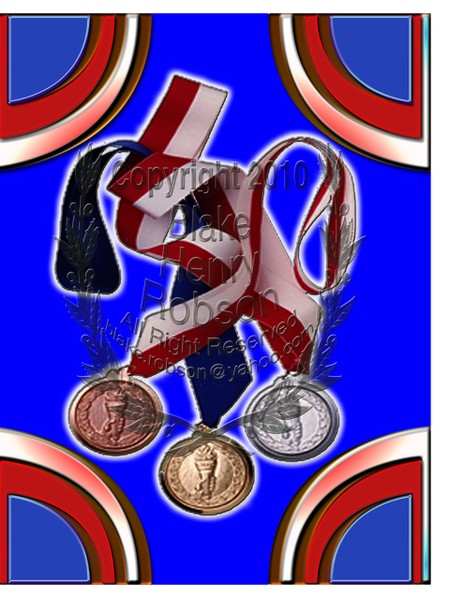 Deco Olympic metals red white & blue