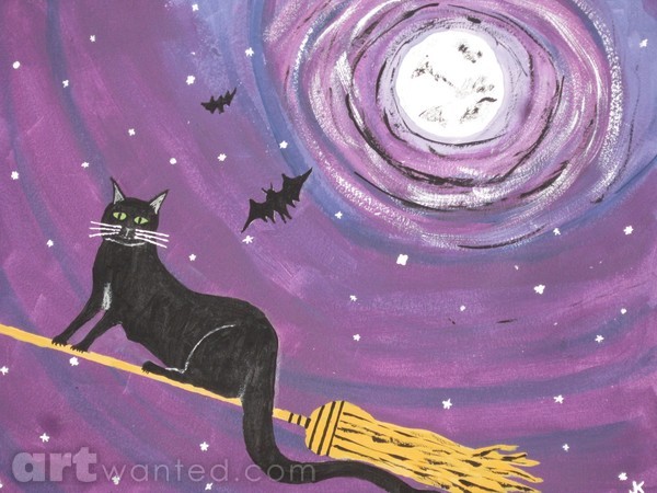 Halloween Flying Black Cat