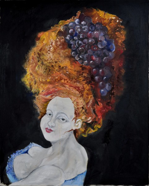 woman with grape