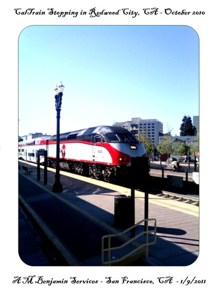 Train arriving in Redwood City