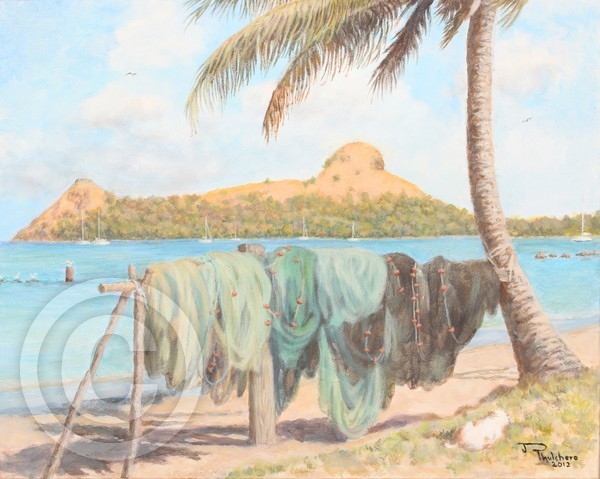A view of Pigeon Point from Gros Islet beach