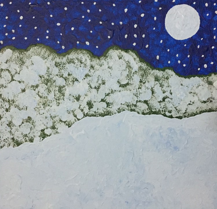 Moon over winter forest