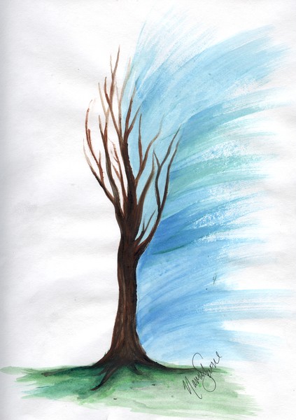 Tree with weird blue wind
