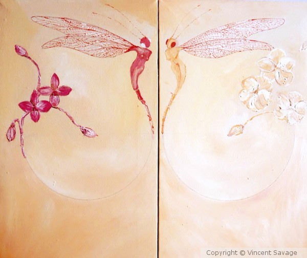 Dragonfly & Orchids Firescreen