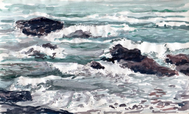 waves breaking