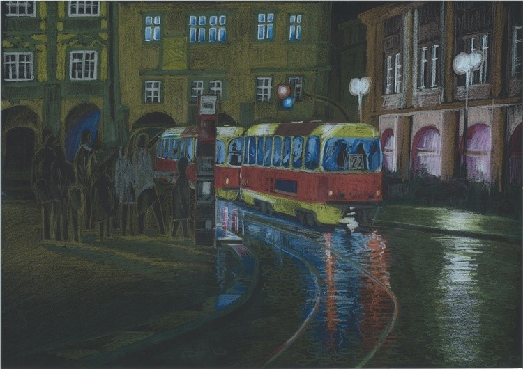 Rainy evening. The Lesser Town Square. Prague