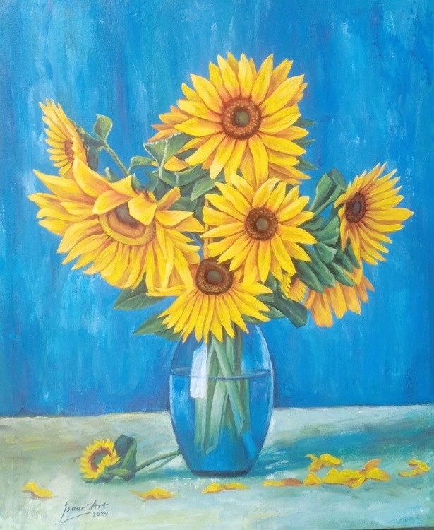 Sunflowers on Blue
