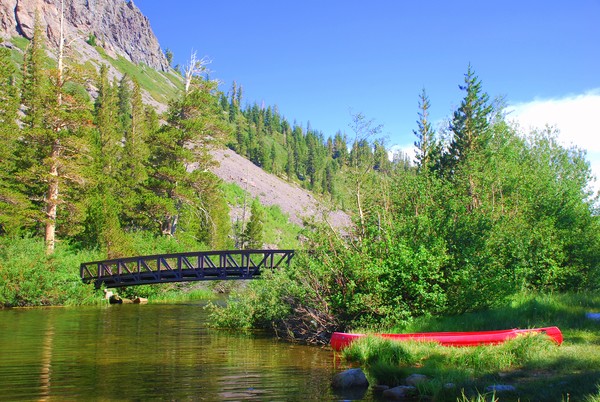Twin Lakes Bridge and Canoe- Mammoth Lakes, CA