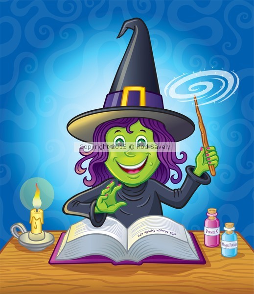 Cute Girl Witch Casting A Spell
