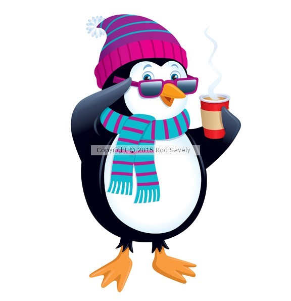 Penguin with Hot Drink and Sunglasses