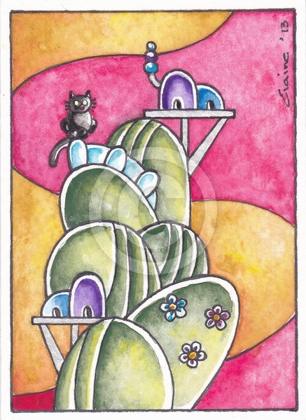 House with black cat