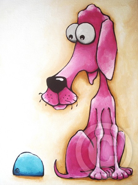 The Pink dog and his ball