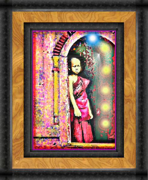 Young Buddhist Monk in Doorway