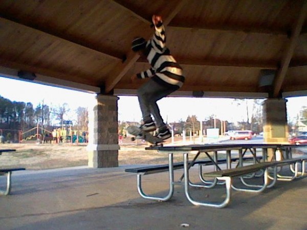 ollie off of the picnic table