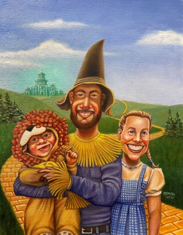 Scarecrow, Dorothy and a Lion Cub