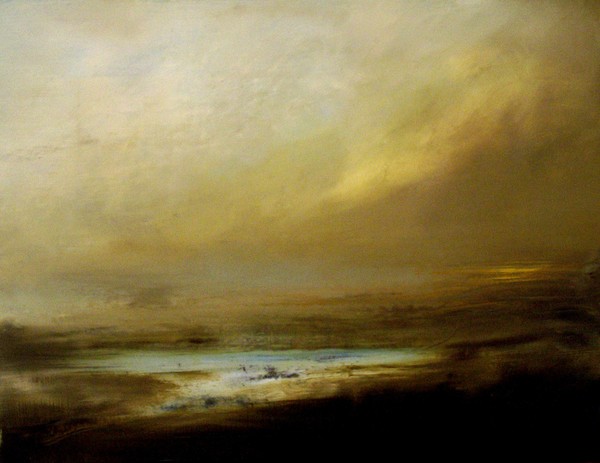 Distant setting sun