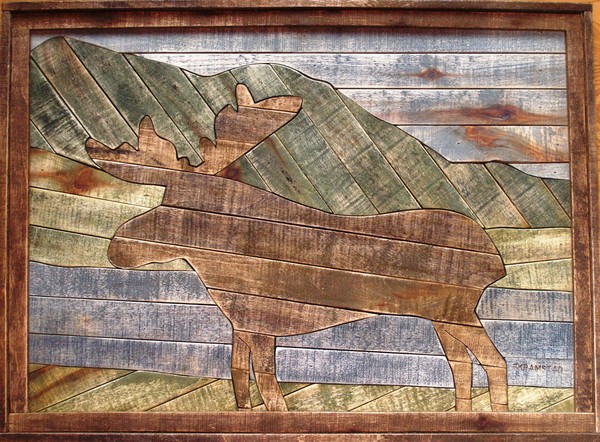 Moose at Dusk Lath Art