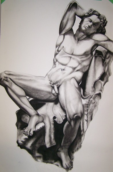study of reclining male sculpture