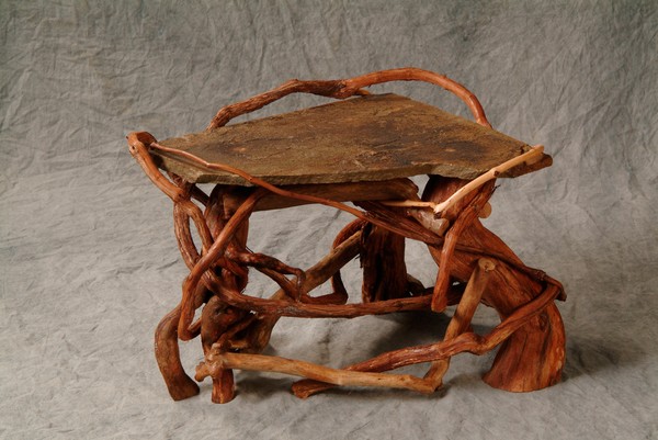 Driftwood and vine with slate top