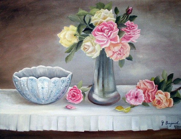 Pink and yellow roses