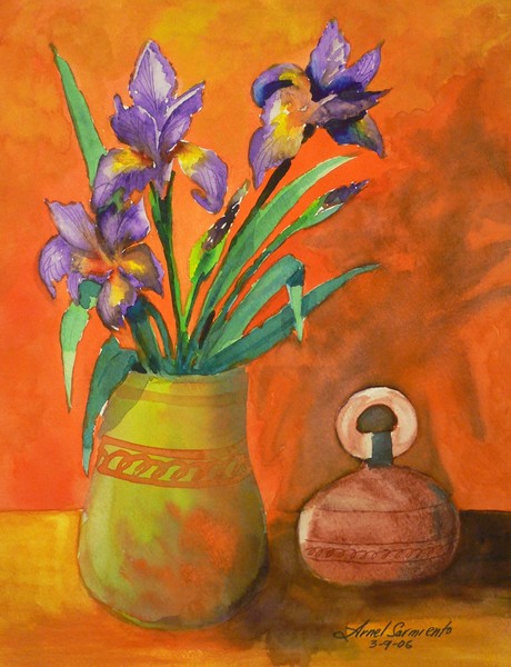 ORIGINAL WATERCOLOR FLOWER IRIS - 3