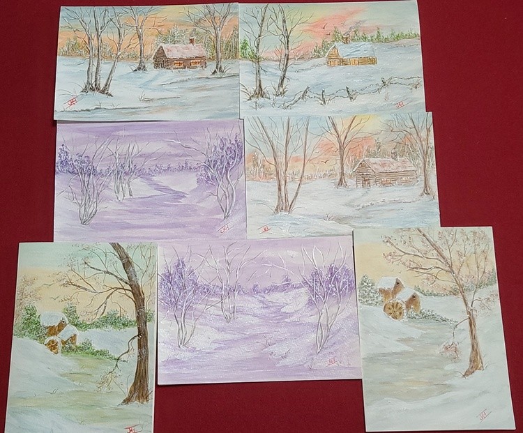 WATERCOLORING SOME  CHRISTMAS CARDS