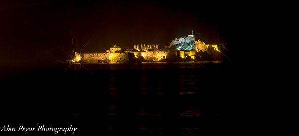 Elizabeth castle alone in the night