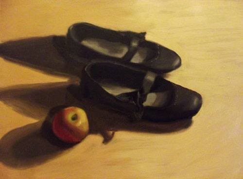 Dress Shoes and an Apple