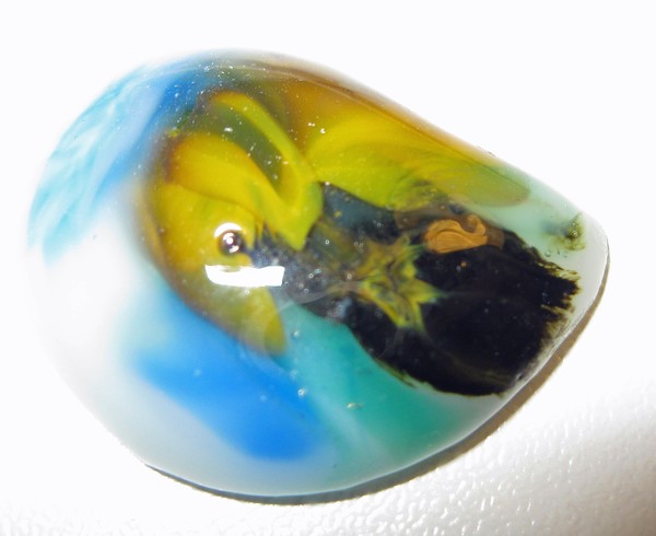 Fused Glass: White and Blue Oval