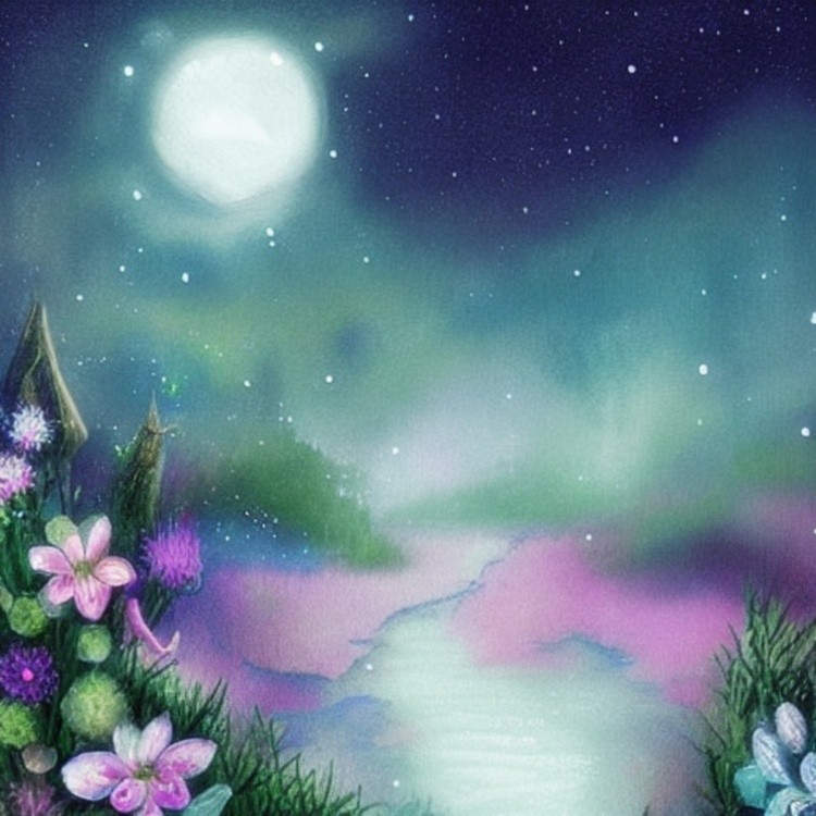 Soft pond and moon