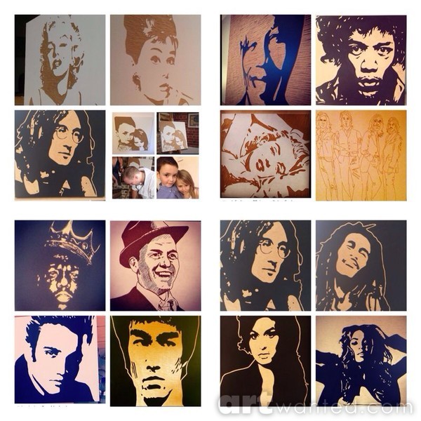 Collage of custom and icon carvings