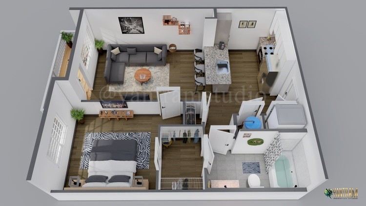 3D Floor Plan of Luxurious Apartment by Yantram 3D Floor Plan Designer, Philadelphia, Pennsylvania