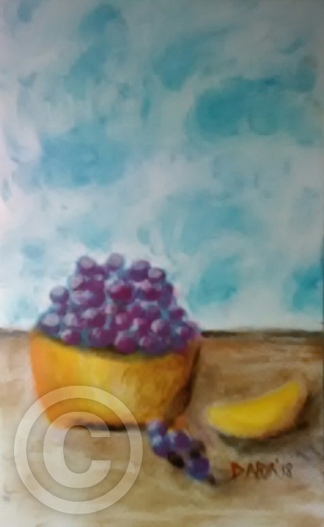 Blueberries And An Orange Slice. On A Table. In The Sun