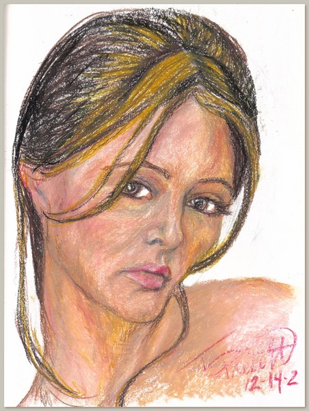 Self Portrait in oil pastels