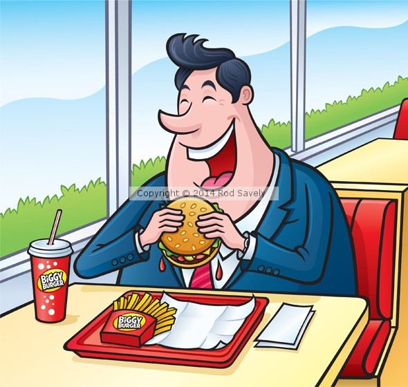 Big Guy Eating Fast Food