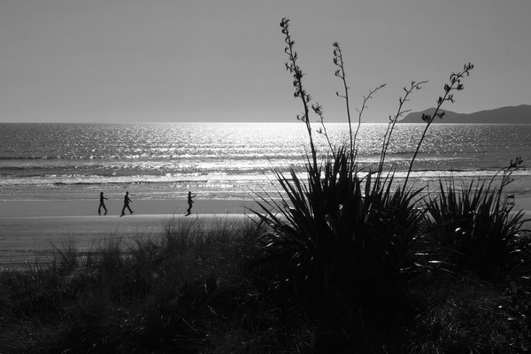 walking on the beach