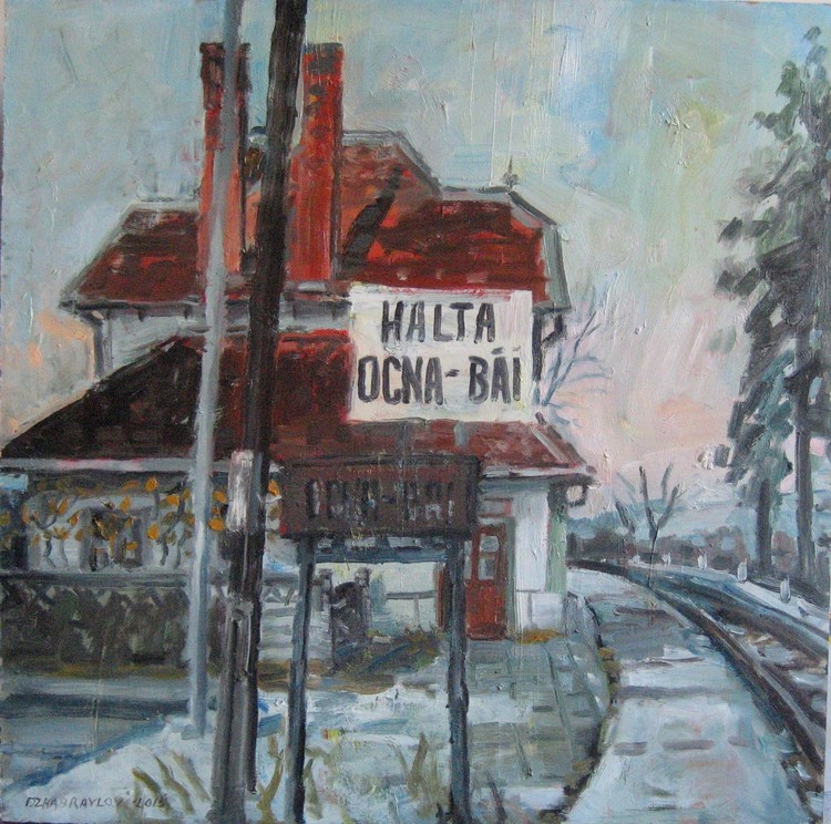 'Old railway station', 2015. Oil on fiberboard, 60
