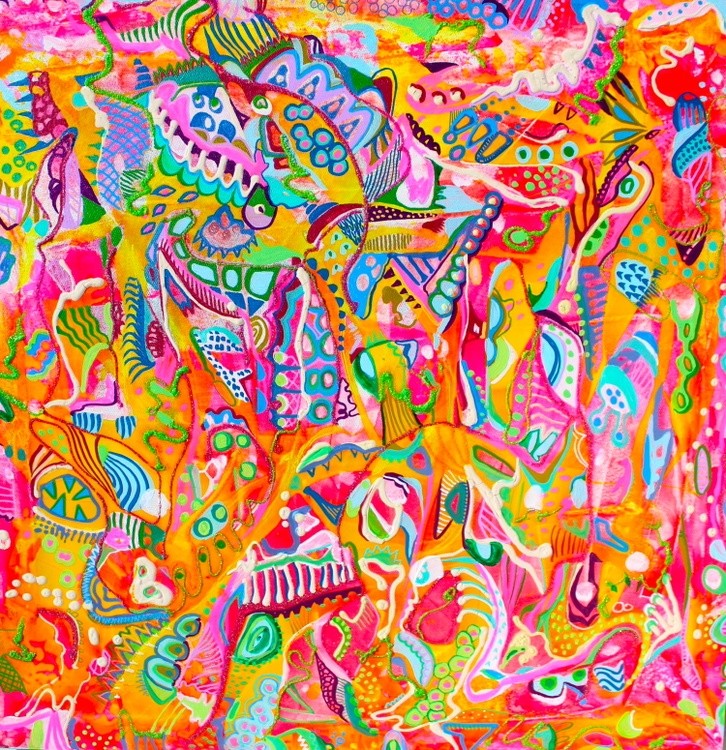 572. Concentrate of Abstract Colorful Doodles: Dynamic Expressions on Canvas