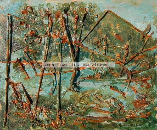 Mountain Lake Collage Painting