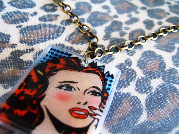 Comic print necklace