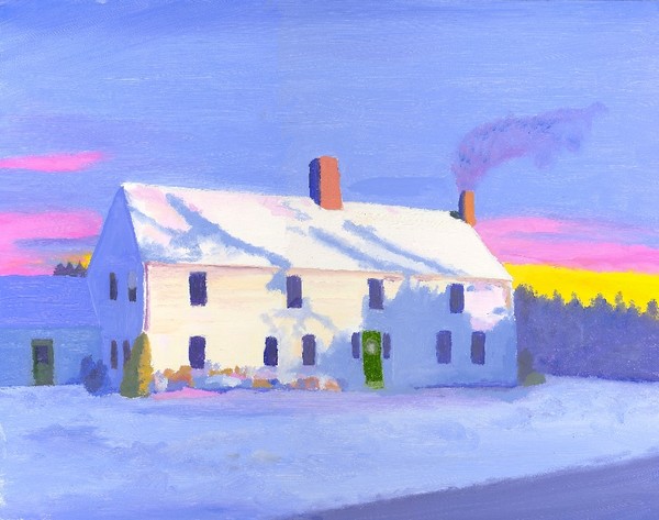 Winter Farmhouse at Dawn