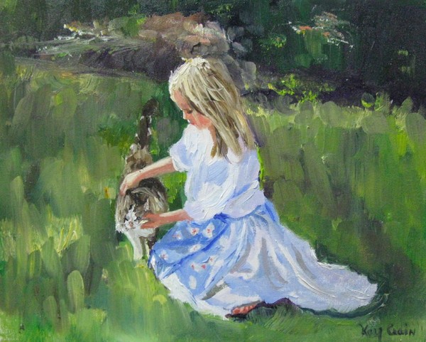 Little Girl and her Cat; lauren and georgie