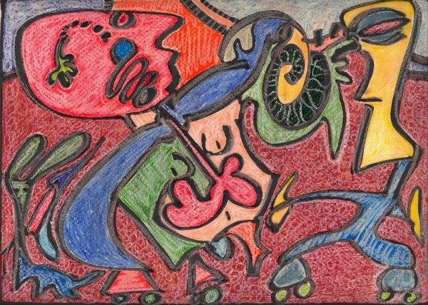 rollerblading inside Sigmund Freud's psyche......   drawing (c) 2002 elton houck